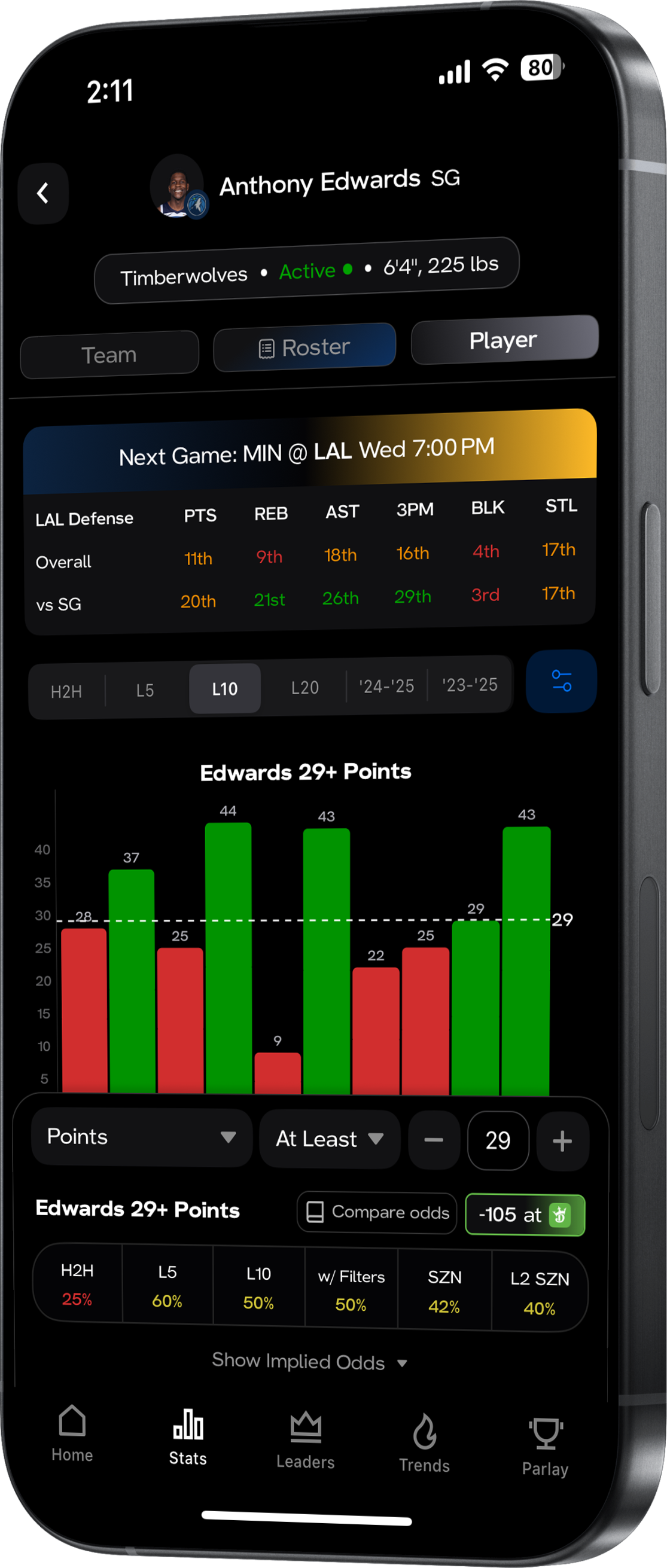 Mockup of HOF ios app Deep Stats