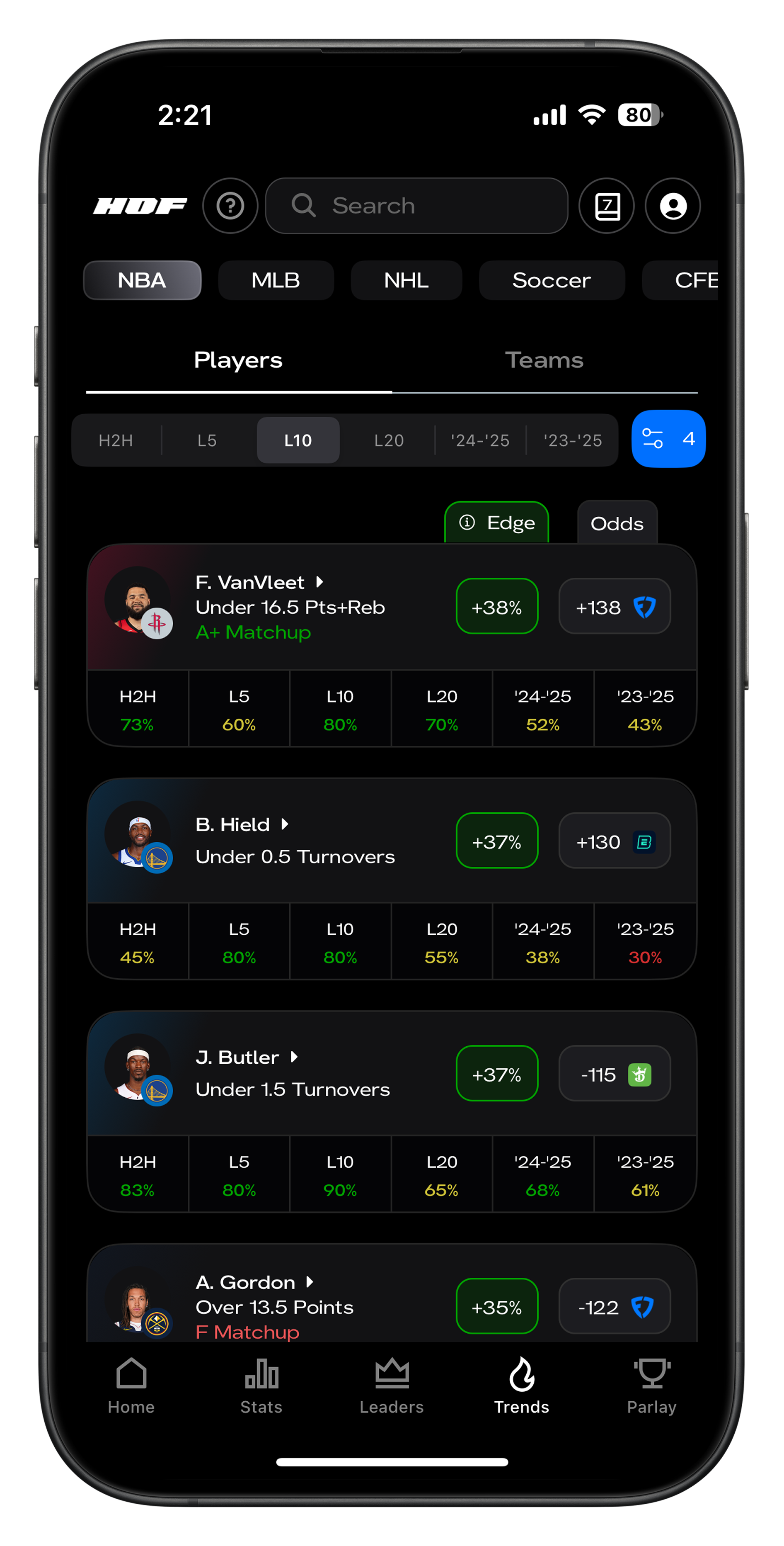 HOF Trends tool mockup