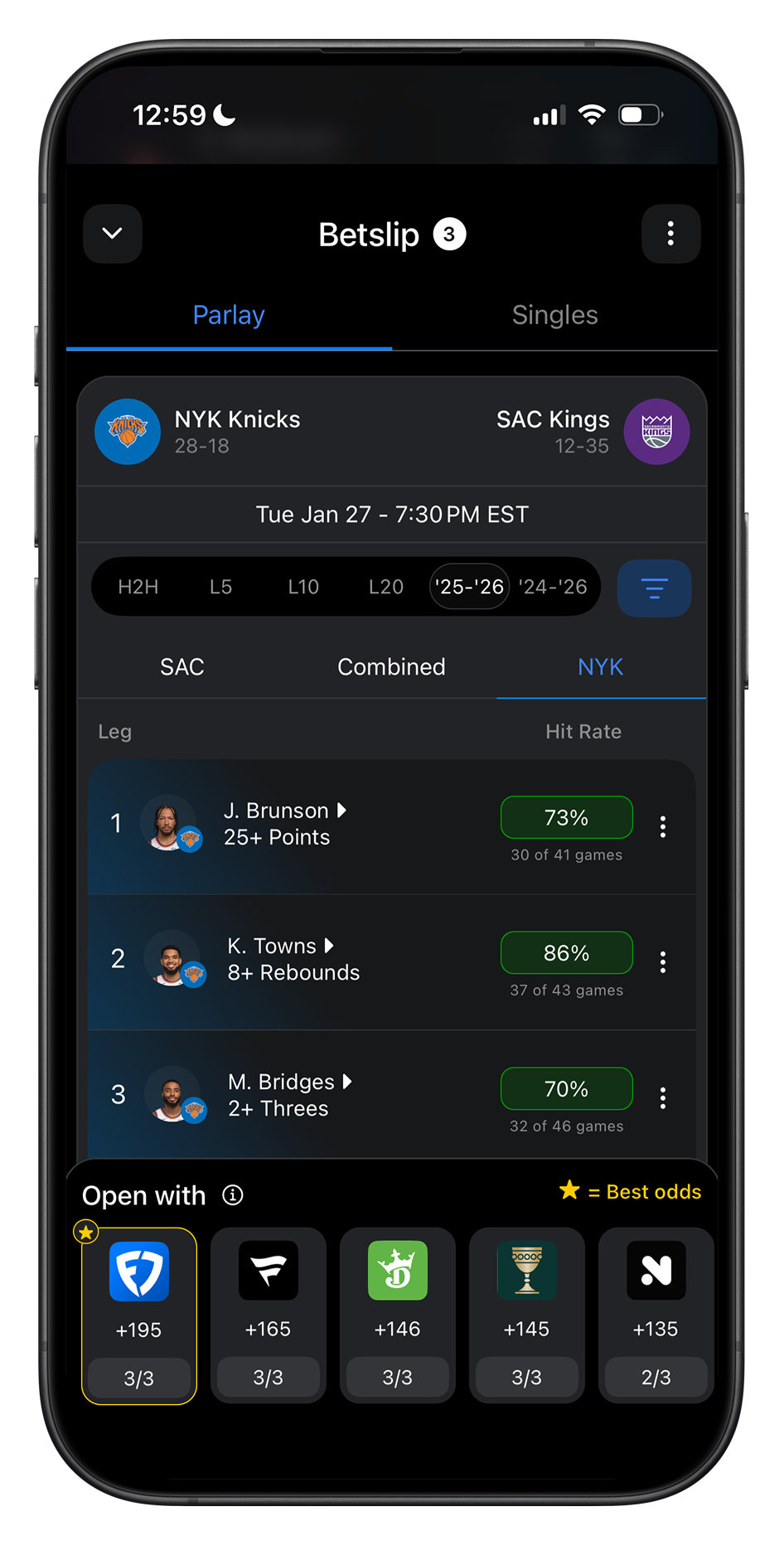 HOF Betslip integration phone mockup